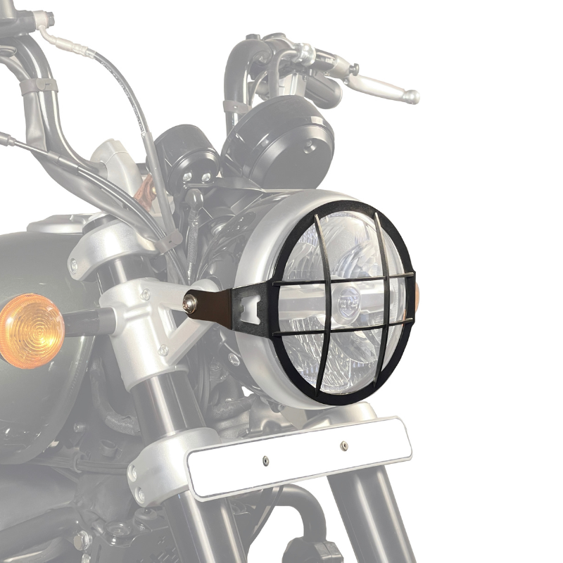 Auto Engina Headlight Grill for Royal Enfield Super Meteor 650 5mm Mild Steel Gloss Black Headlight Protection
