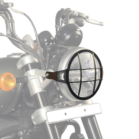 Auto Engina Headlight Grill for Royal Enfield Super Meteor 650 5mm Mild Steel Gloss Black Headlight Protection