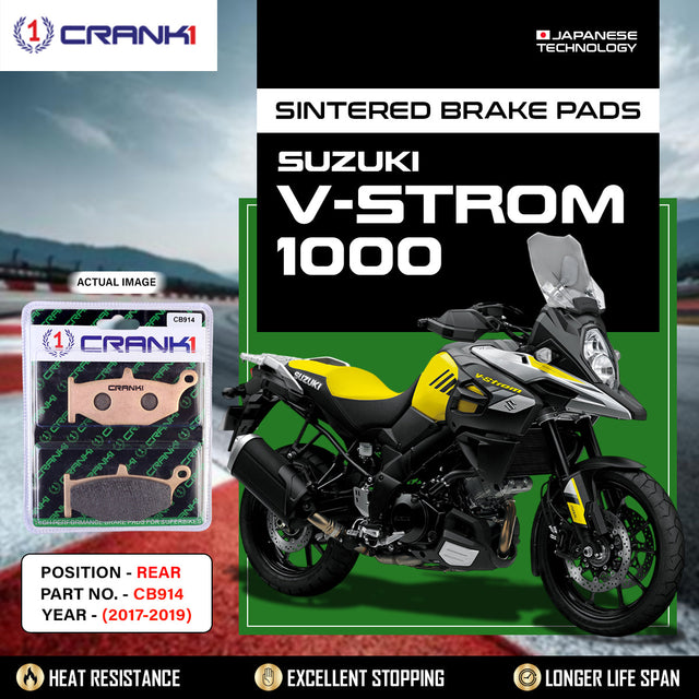 CRANK1 CB914 Sintered Rear Brake Pads for Suzuki V-Strom 1000 (2017-2019) Motorcycle Brake Pads