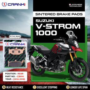 CRANK1 CB914 Sintered Rear Brake Pads for Suzuki V-Strom 1000 (2014-2016) Motorcycle Brake Pads