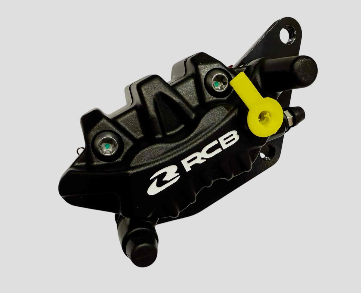 RCB S-26 Series front motorcycle brake caliper 01BC096 in Silver and Black, aluminium construction for compatible Yamaha Aerox and R15 applications.