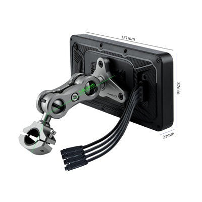 Sash Gears S8 Smart Riding Display with 6.25 inch touchscreen, wireless Apple CarPlay, Android Auto, dual 1080P cameras, GPS speed display and TPMS