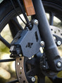 Legundary Custom Hness Raider front disc caliper guard mild steel black brake protector Honda CB350