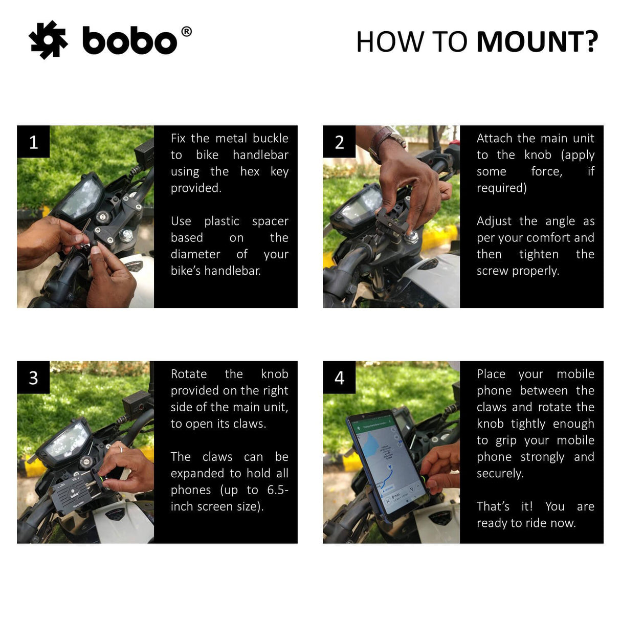 BOBO BM3 aluminium bike phone holder motorcycle mobile mount universal handlebar smartphone holder