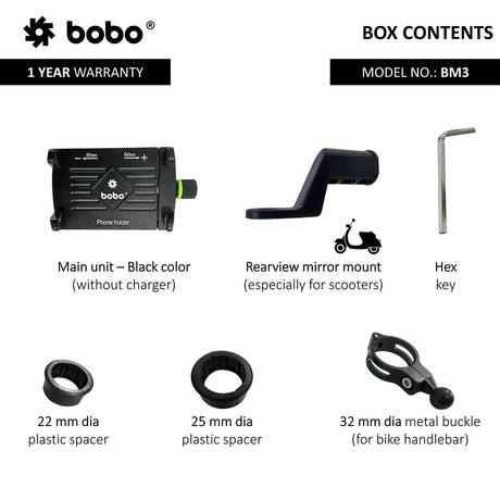 BOBO BM3 aluminium bike phone holder motorcycle mobile mount universal handlebar smartphone holder