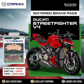 CRANK1 CB744 Sintered Front Brake Pads for Ducati Streetfighter V4 2020-2022 2 Sets