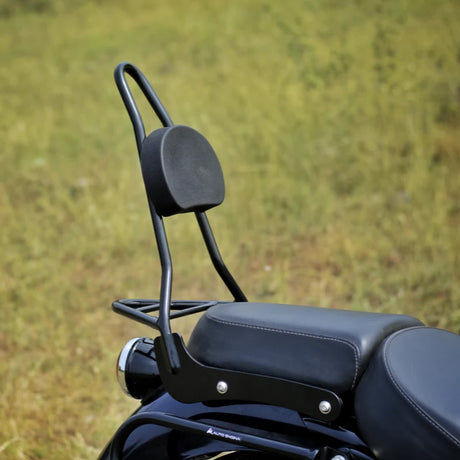 Auto Engina Sissy Bar with Backrest for Royal Enfield Meteor 350 in Gloss Black with Integrated Luggage Rack