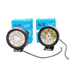 HJG LED Fog Lights for Bikes and Cars High Power, Heavy clamp and Strong ABS Plastic. (6 led Cap Set with Switch)