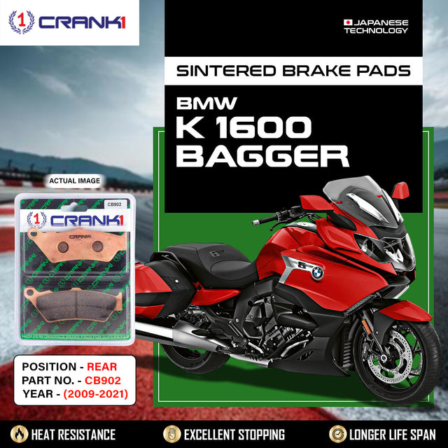 CRANK1 CB902 Sintered Rear Brake Pads for BMW K 1600 Bagger (2009-2021)