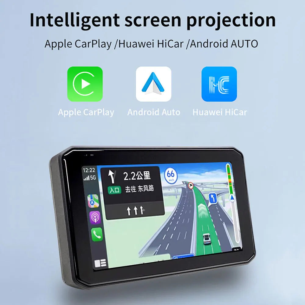 LBC Moto E1 5 inch motorcycle navigation system with Apple CarPlay Android Auto IPS display Lite and Elite models with remote camera TPMS