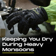 KORDA Splash black waterproof motorcycle riding gloves with extended gauntlet and knuckle protection