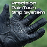 KORDA Splash black waterproof motorcycle riding gloves with extended gauntlet and knuckle protection