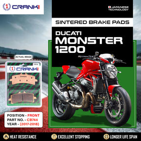 CRANK1 CB744 Sintered Front Brake Pads for Ducati Monster 1200 2017-2018 2 Sets