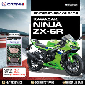 CRANK1 CB634 Sintered Rear Brake Pads for Kawasaki Ninja ZX-6R 2019 Onwards LEGUNDARY Custom