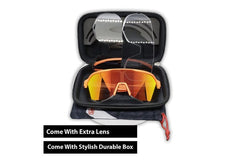 100% Aerocraft performance sunglass - Sport and Cycling Eyewear include Extra 2 Lens (Shades Red) - 1 YEAR WARRANTY