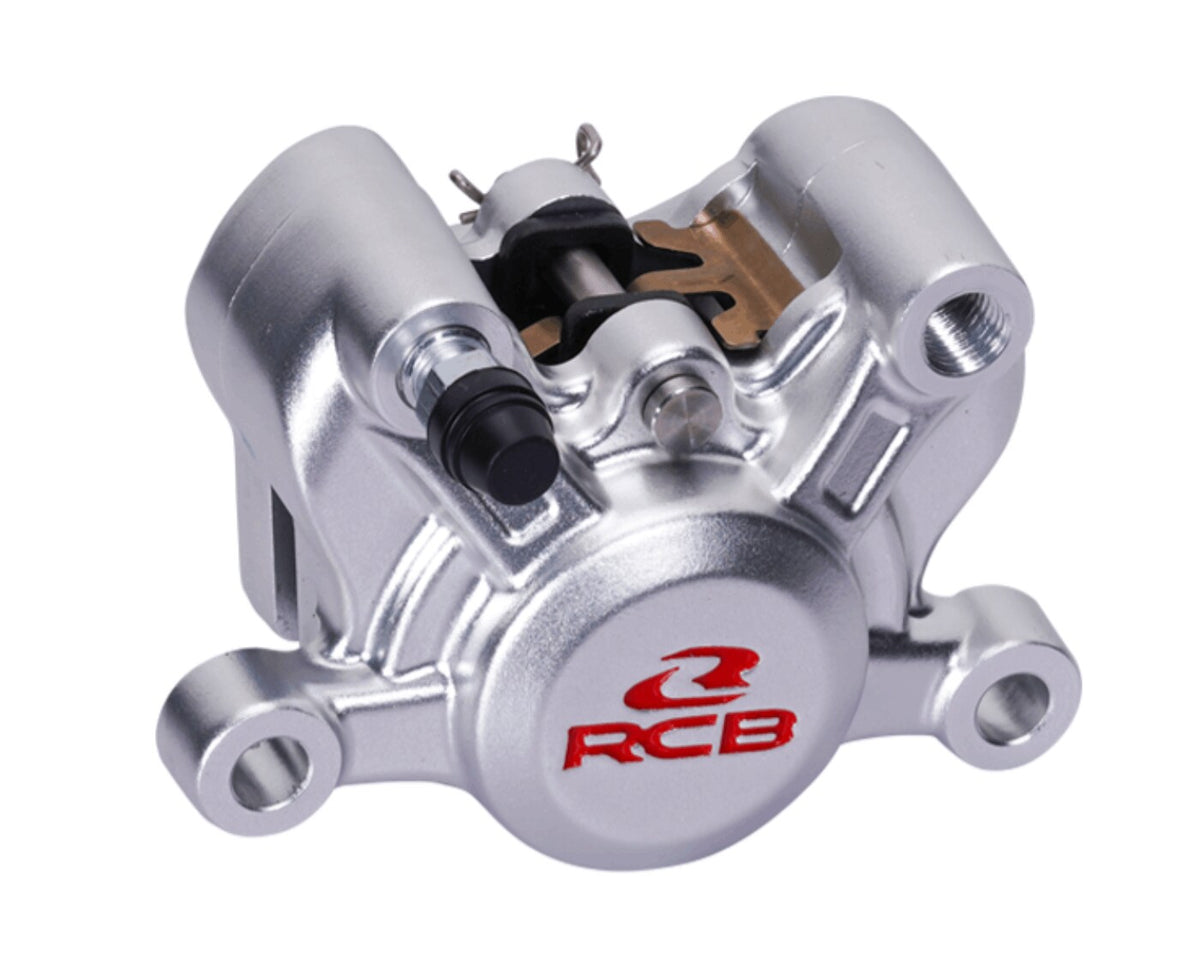 RCB R55 2-piston motorcycle brake caliper 01BC048 in Blue, Black, Red and Silver