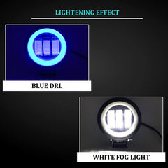 HJG Harley Round Shape fog light 3 Led Blue DRL For bikes and cars.(Light Power: 60W Voltage: DC9-80V)