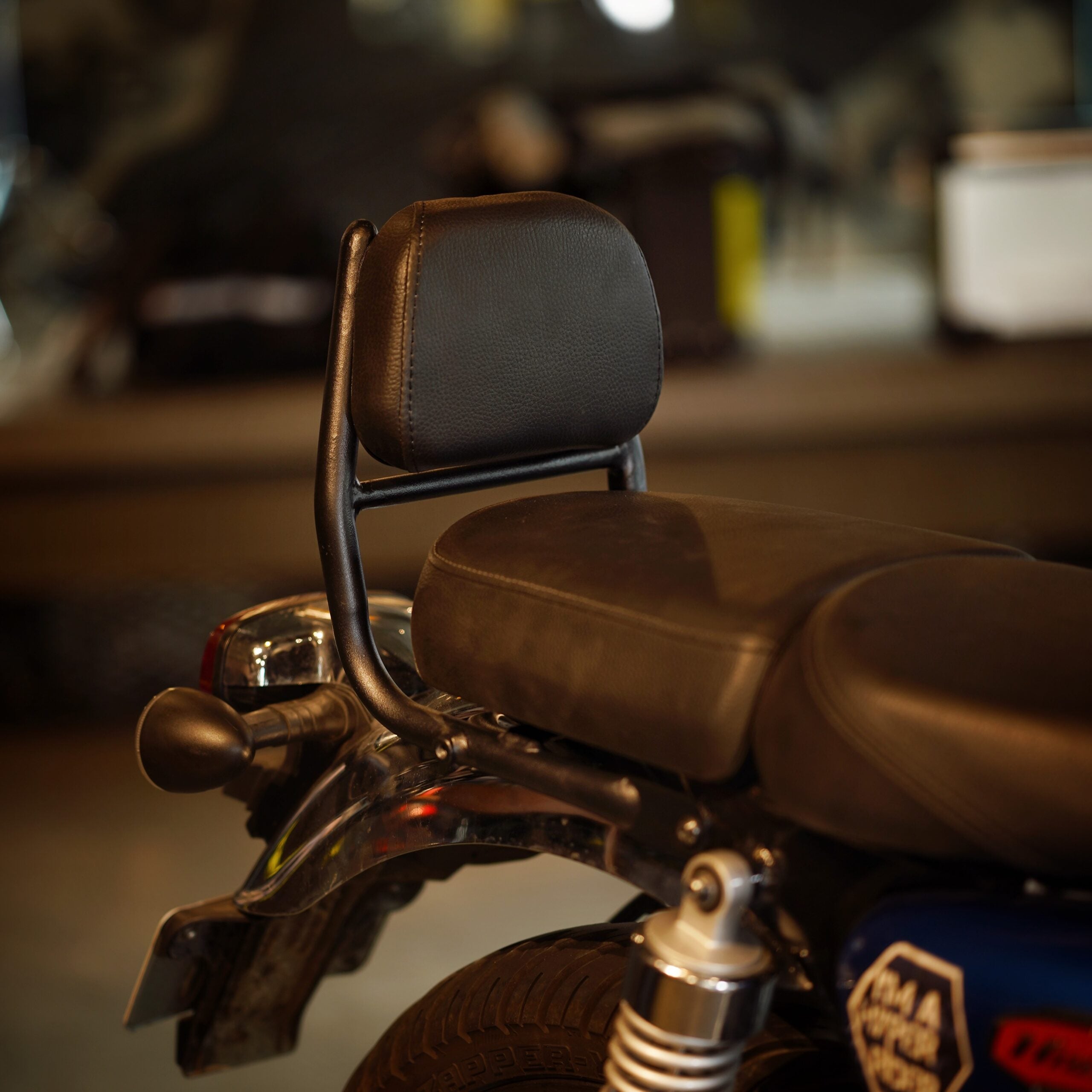 Hyperrider Backrest Type 2 with Helmet Lock for Honda Hness CB350 Pillion Support