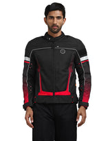 Royal Enfield Explorer V4 Print Class A Riding Jacket in Aurora Green, Red and Grey