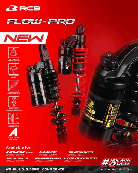 RCB Flow Pro 305mm red rear shock absorber for Yamaha Aerox, 01A0257