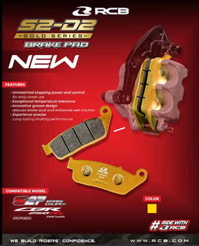 RCB S2-D2 gold front disc brake pads 01DP083G for S27 caliper