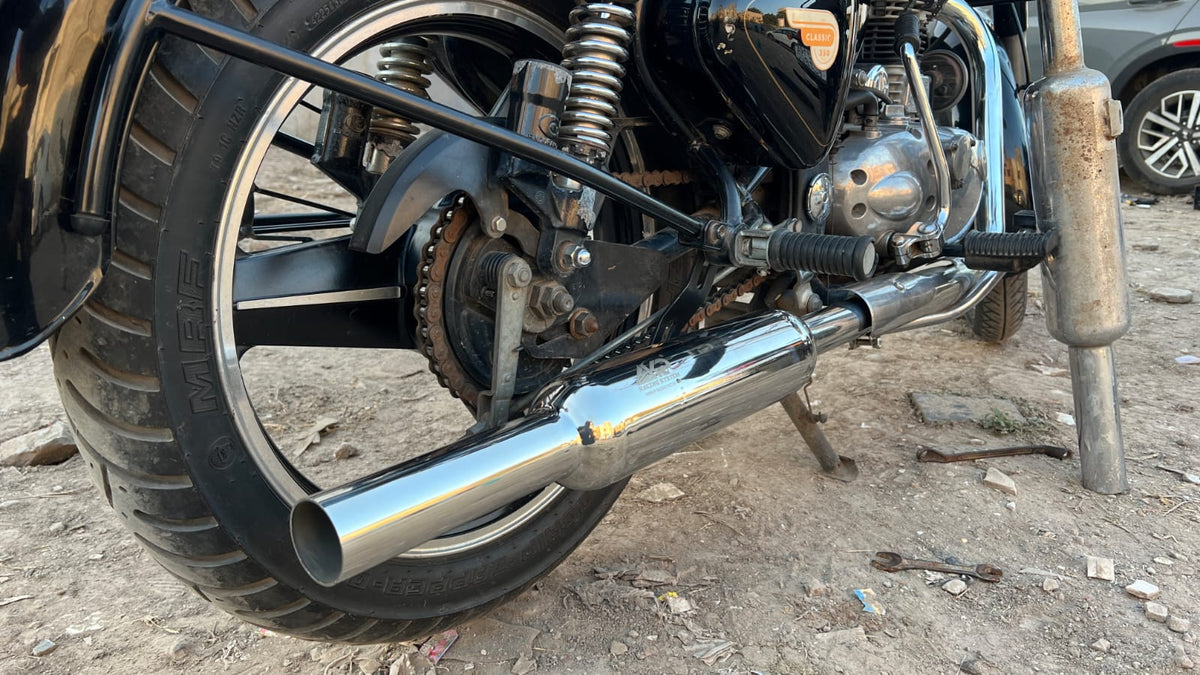 KP Racing INDORI Exhaust SS304 Stainless Steel Dug Dug Sound Silencer for Royal Enfield Bullet 350 Classic 350 Thunderbird 350 Electra 350