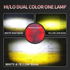 Original HJG 3-in-1 HJG Fog Light: 120W-12V Red, White, Yellow! Illuminate Your Ride with 4 LED Laser Widelight. Perfect for Bike, Car, Thar, Jeep Adventures