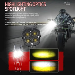 Original HJG 3-in-1 HJG Fog Light: 120W-12V Red, White, Yellow! Illuminate Your Ride with 4 LED Laser Widelight. Perfect for Bike, Car, Thar, Jeep Adventures