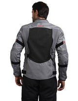 Royal Enfield Explorer V4 Print Class A Riding Jacket in Aurora Green, Red and Grey