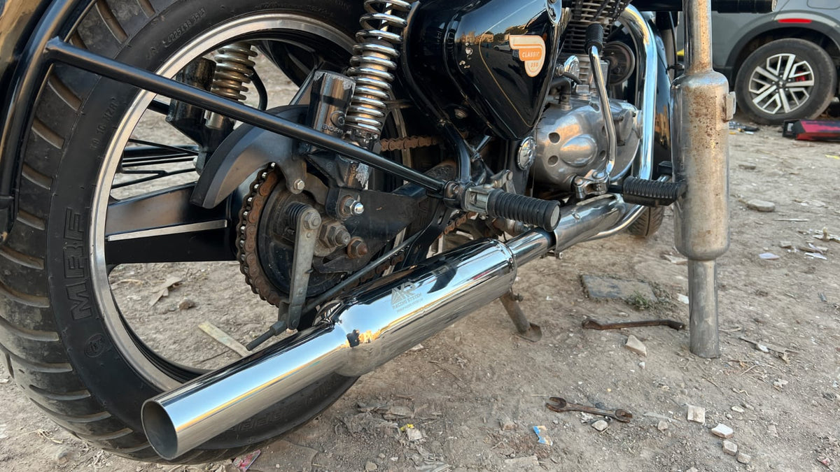 KP Racing INDORI Exhaust SS304 Stainless Steel Dug Dug Sound Silencer for Royal Enfield Bullet 350 Classic 350 Thunderbird 350 Electra 350