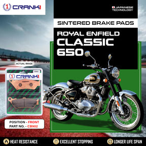 CRANK1 CB902 Sintered Front Brake Pads for Royal Enfield Classic 650 Motorcycle Brake Pads