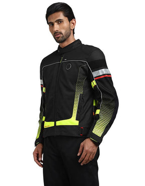 Royal Enfield Explorer V4 Print Class A Riding Jacket in Aurora Green, Red and Grey