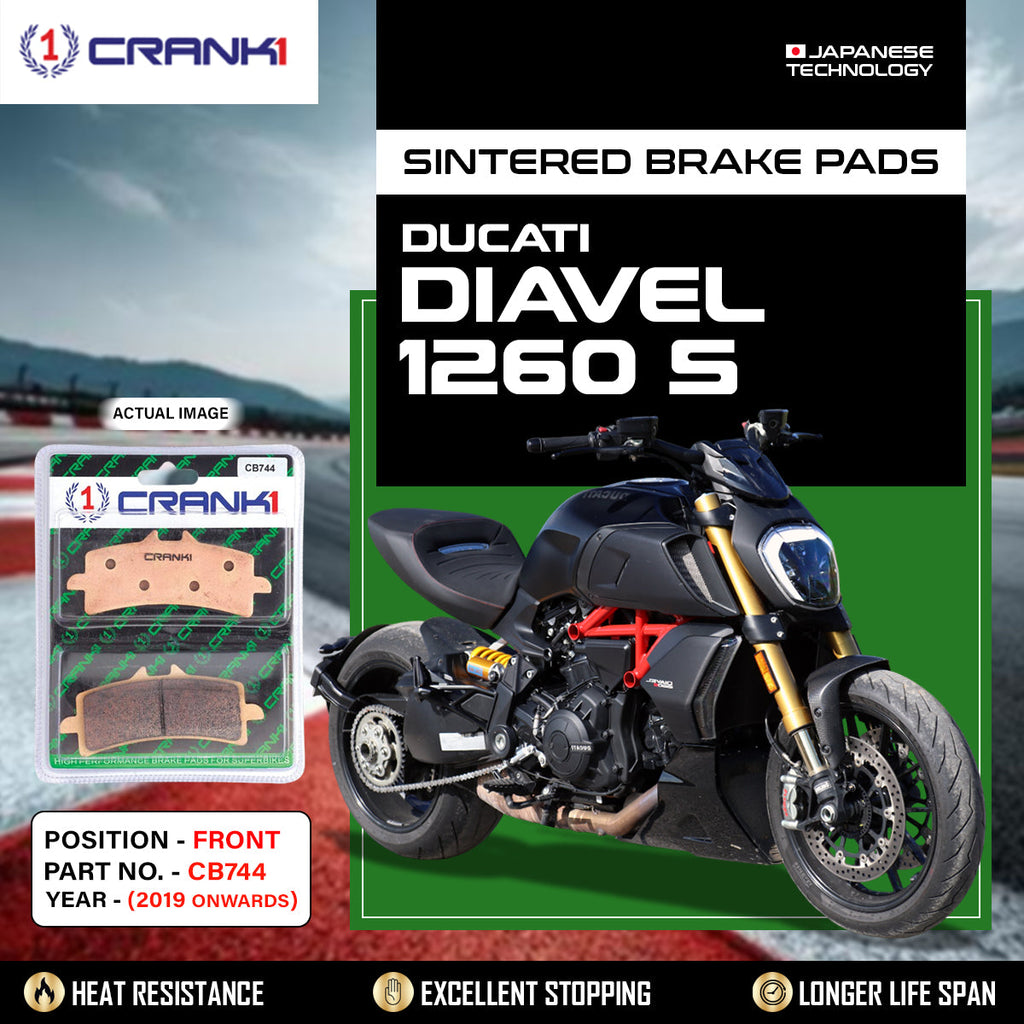 CRANK1 CB744 Sintered Front Brake Pads for Ducati Diavel 1260 S 2019 Onwards 2 Sets