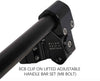 RCB black lifted adjustable clip-on motorcycle handlebar set with CNC aluminium construction and M8 bolt mounting, available in 41mm 01HB016B, 45mm 01HB017B and 47mm 01HB018B sizes.