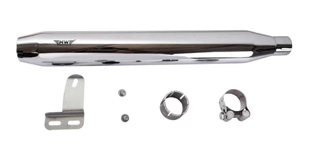 Motowings Type 1 Short Barrel Steel Polish Exhaust for Royal Enfield Classic 350 500 Bullet Electra Thunderbird
