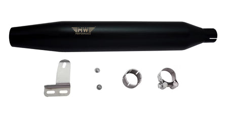 Motowings Performance Type II Cone Barrel Exhaust Black Texture for Royal Enfield Classic 350/500 UCE, Deep Thump Slip-On Upgrade
