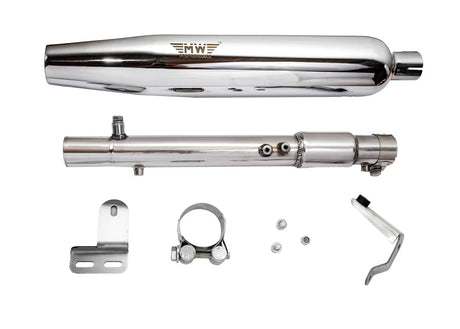 Motowings Magnetor steel polish exhaust Royal Enfield Meteor 350 Classic 350 Reborn J platform slip on exhaust