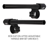 RCB Lifted Adjustable Clip-On Handlebar Set M8 Bolt | 41mm, 45mm & 47mm Fork Sizes | Black