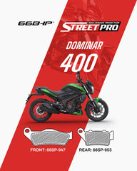 66 BHP Street Pro Semi Ceramic Brake Pads for Bajaj Dominar 400 Below 2019 Front and Rear