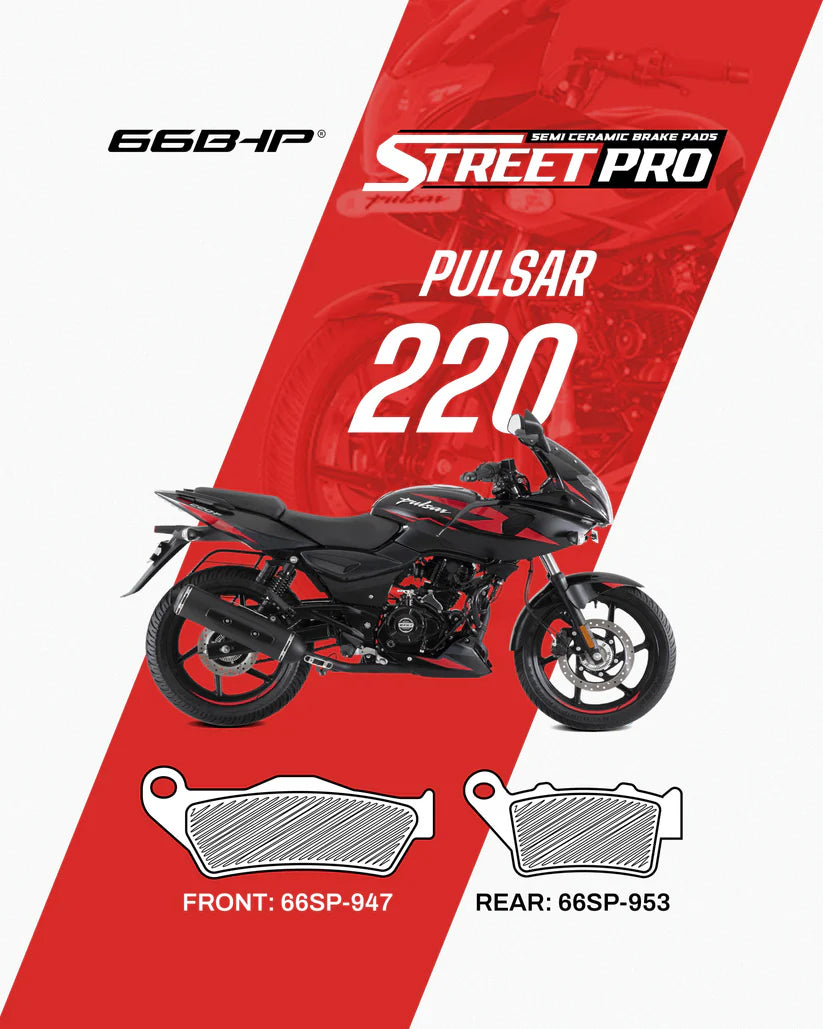 66 BHP Street Pro Semi Ceramic Brake Pads for Bajaj Pulsar 220 front and rear