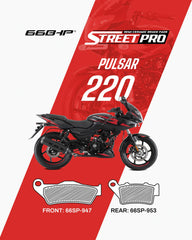 66 BHP Street Pro Semi Ceramic Brake Pads for Bajaj Pulsar 220 front and rear