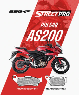 66 BHP Street Pro Semi Ceramic Brake Pads for Bajaj Pulsar AS 200 front and rear