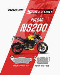 66 BHP Street Pro Semi Ceramic Brake Pads for Bajaj Pulsar NS200 front and rear