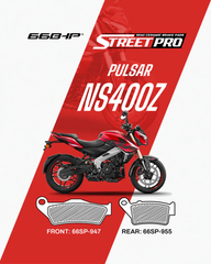 66 BHP Street Pro Semi Ceramic Brake Pads for Bajaj Pulsar NS400Z front and rear