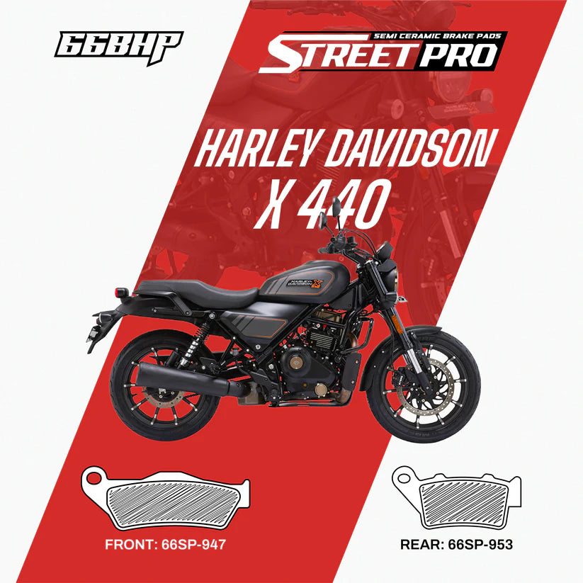 66 BHP Street Pro Semi Ceramic Brake Pads for Harley-Davidson 440X Front and Rear