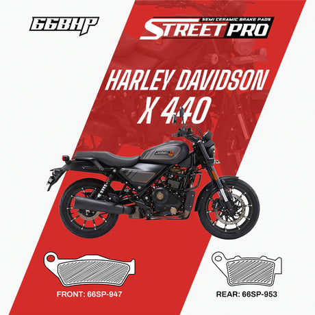 66 BHP Street Pro Semi Ceramic Brake Pads for Harley-Davidson 440X Front and Rear
