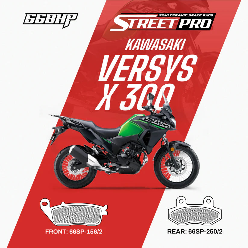 66 BHP Street Pro Semi Ceramic Brake Pads for Kawasaki Versys X 300 Front and Rear