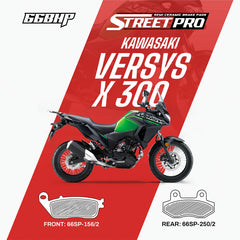 66 BHP Street Pro Semi Ceramic Brake Pads for Kawasaki Versys X 300 Front and Rear