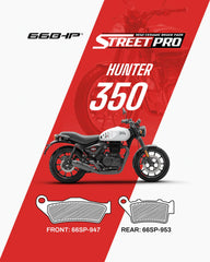 66 BHP Street Pro Semi Ceramic Brake Pads for Royal Enfield Hunter 350 Front and Rear