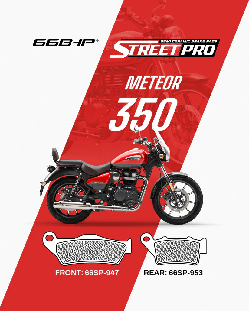 66 BHP Street Pro Semi Ceramic Brake Pads for Royal Enfield Meteor 350 Front and Rear